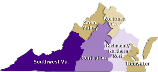 Virginia regional map