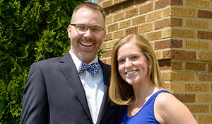 Education professor John Almarode with Sarah Miller Luck ('14, '15M)