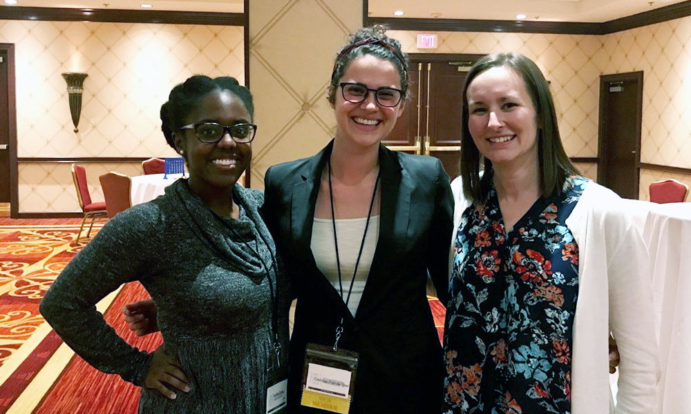 Caroline Prendergast (center) with A&M PhD students Andrea Pope (left) and Madison Holzman (right).