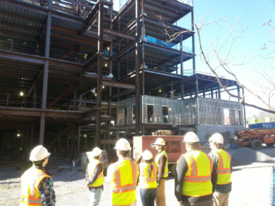Engineering students visit on-campus construction sites