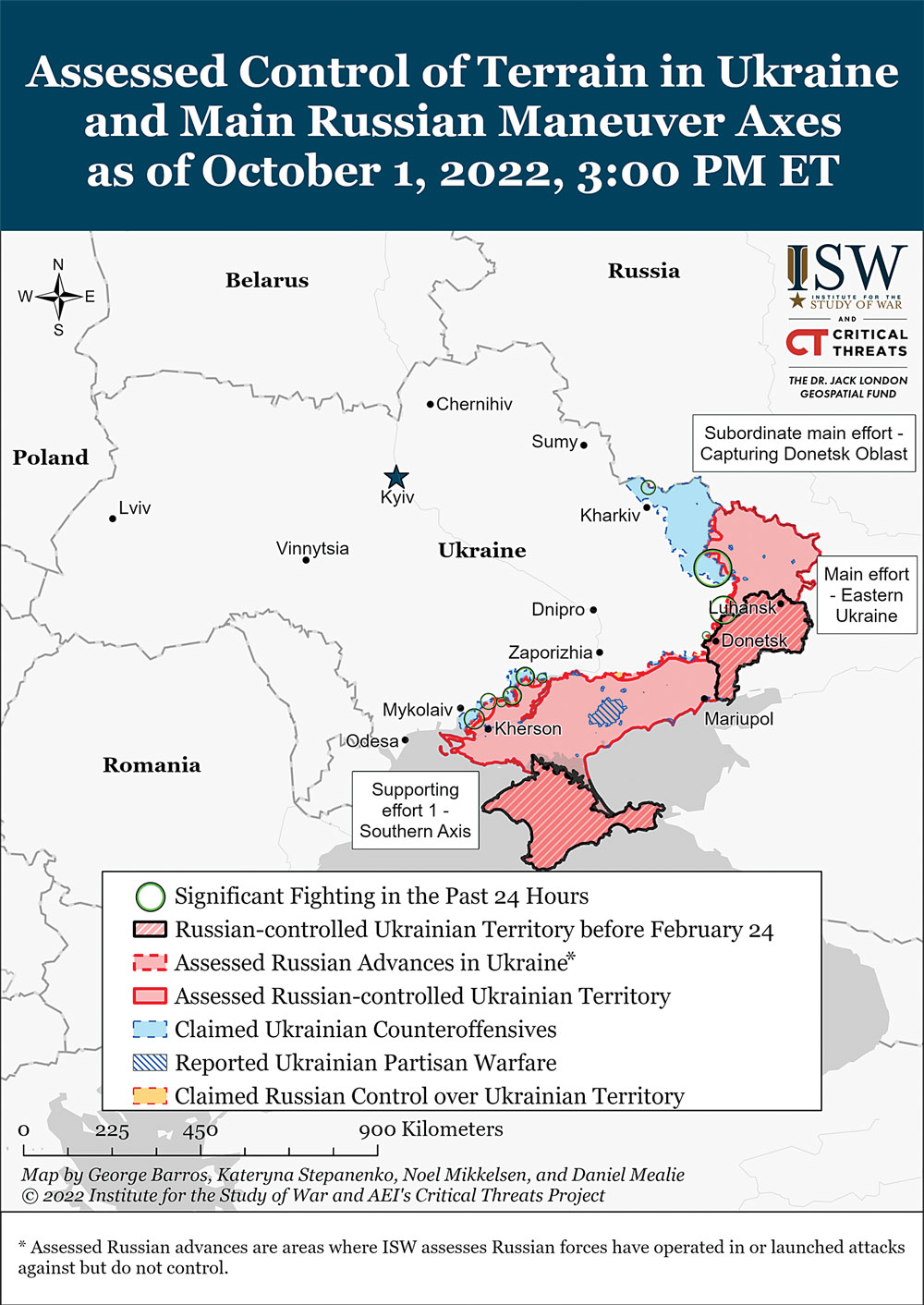 Figure 1. Assessed control of terrain in Ukraine as of 20 July 2022, 3:00 p.m. ET. © 2022. Institute for the Study of War (ISW) and American Enterprise Institute’s Critical Threats Project made possible by the Dr. Jack London Geospatial Fund at ISW.  Figure courtesy of ISW. 