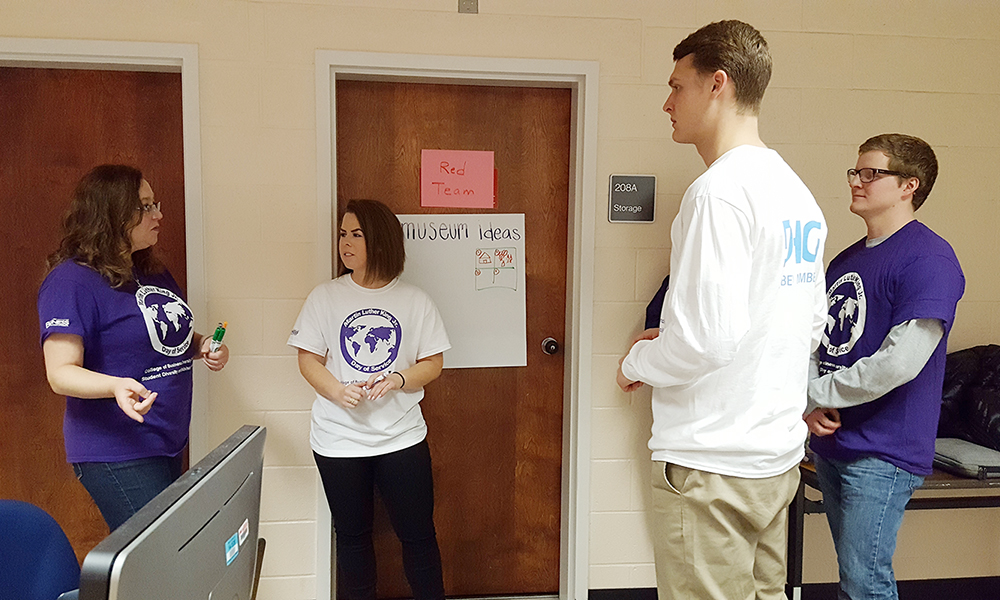 Theresa Clarke talking to students during 2017 MLK Day of Service