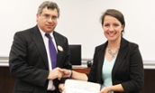 Korinne Sulewski receiving 2015 Outstanding Student in Management award