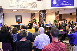 Crowd at the 25th birthday celebration for Zane Showker Hall