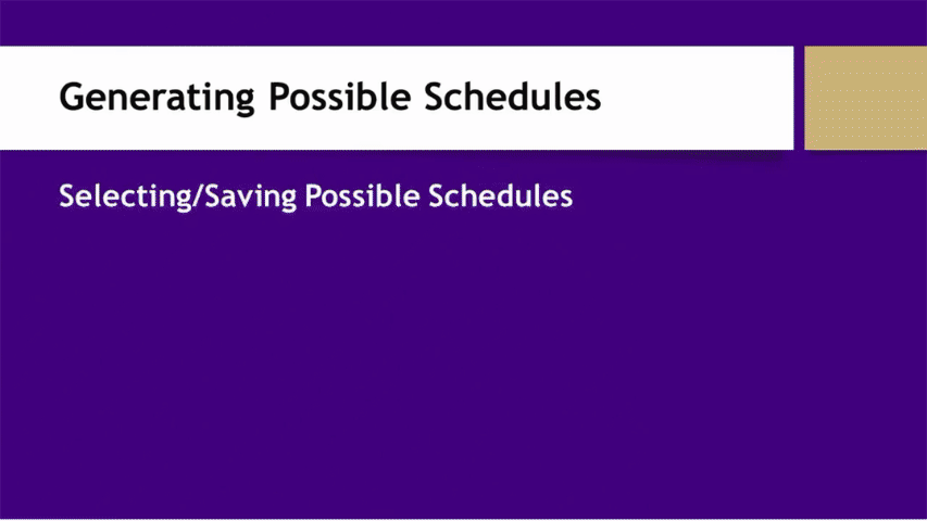 Saving Possible Schedules Sectons