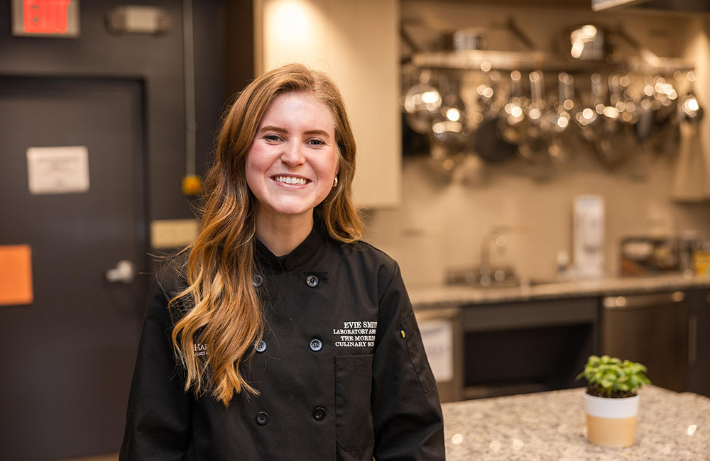 The inaugural Morrissey Culinary Scholar, Evie Smith (’23)
