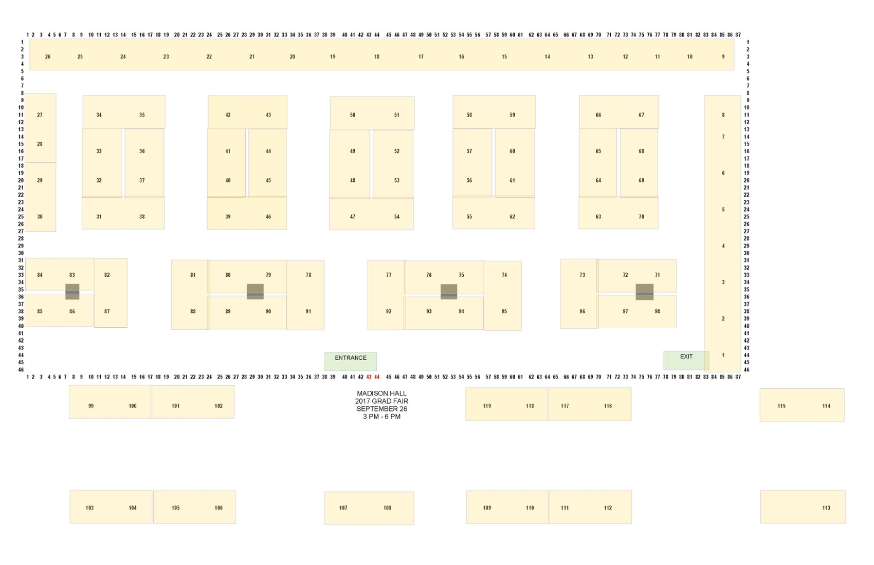 Map of table layout