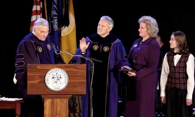Jon Alger is sworn in as President of James Madison University