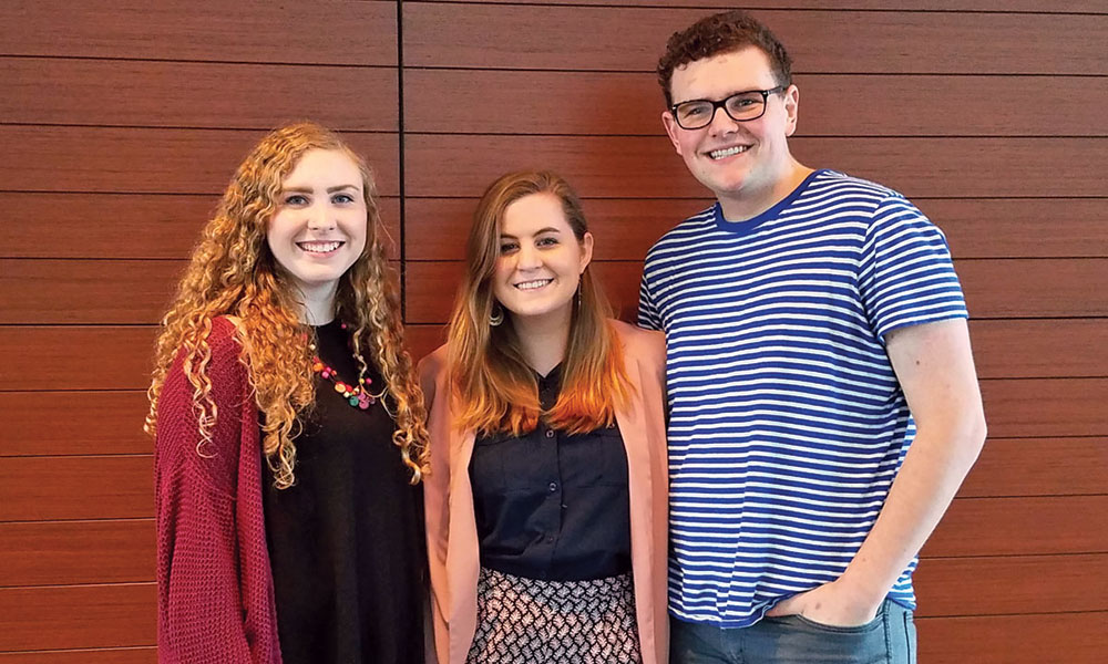 Klein and fellow JMU actors Sky Wilson (left) and Sierra Carlson each garnered No. 1 ratings during the 2017 Region II Kennedy Center American College Theatre Festival.