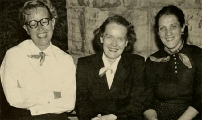 Yearbook photo of Leotus Morrison, Mary Beyrer and Celeste Ulrich