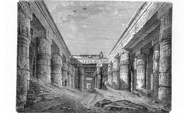 Engraving of Egyptian Art Temple from Madison Digital Image Database