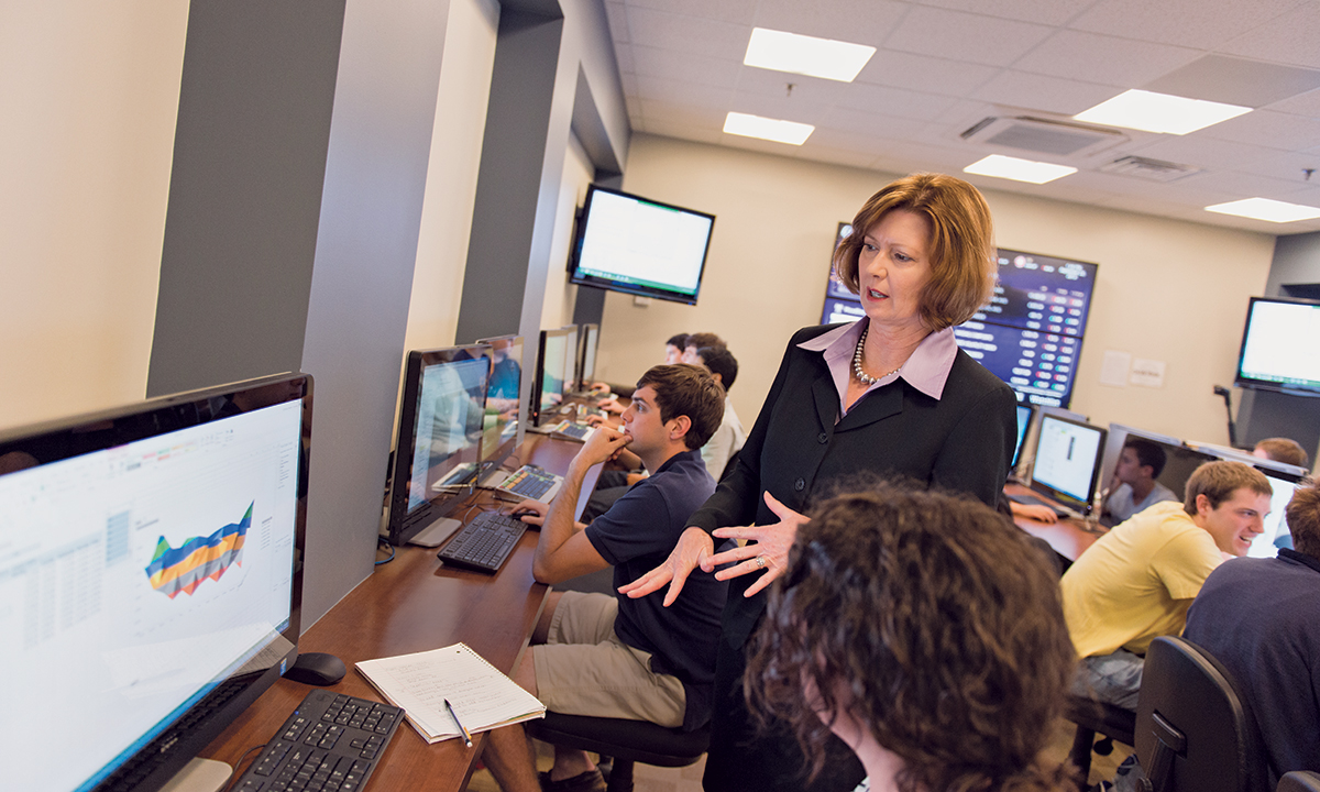 College of Business Dean Mary Gowan in classroom