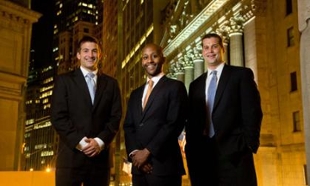 J.P. Kril ('13), Goldman Sachs VP Alpha Kiflu ('05) and Goldman Sachs analyst Justin Quaglia ('11)