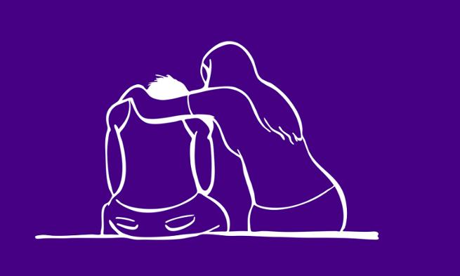Illustration of one person comforting another