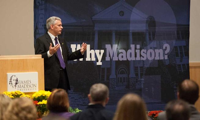 President Alger addressing the JMU Parents Council