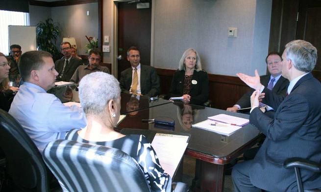 President Alger meets with College of Business faculty on Why Madison tour