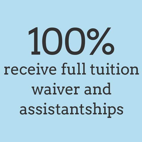 100% receive full tuition waiver and assistantships
