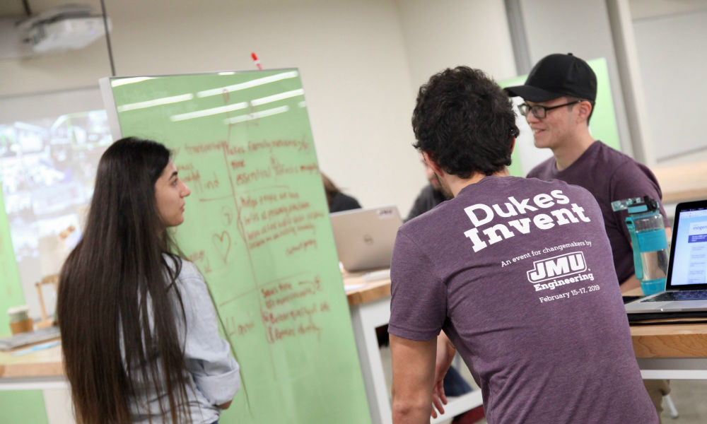 Students collaborating at Dukes Invent Challenge
