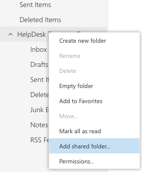Accessing Shared Mailboxes and Resources Screenshot