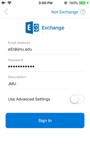 Enter Exchange Email Address