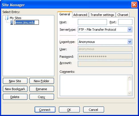 Set up new site in Site Manager