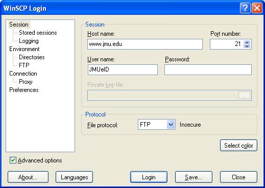 WinSCP Login
