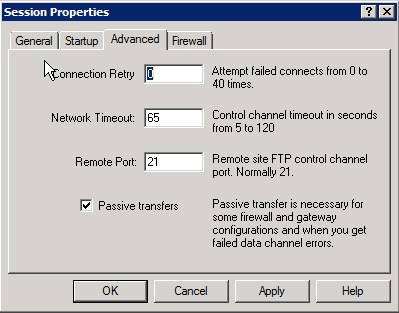 WS FTP Passive Transfers