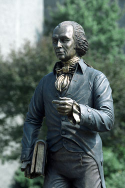 Photo: James Madison statue near Varner House on the JMU campus.