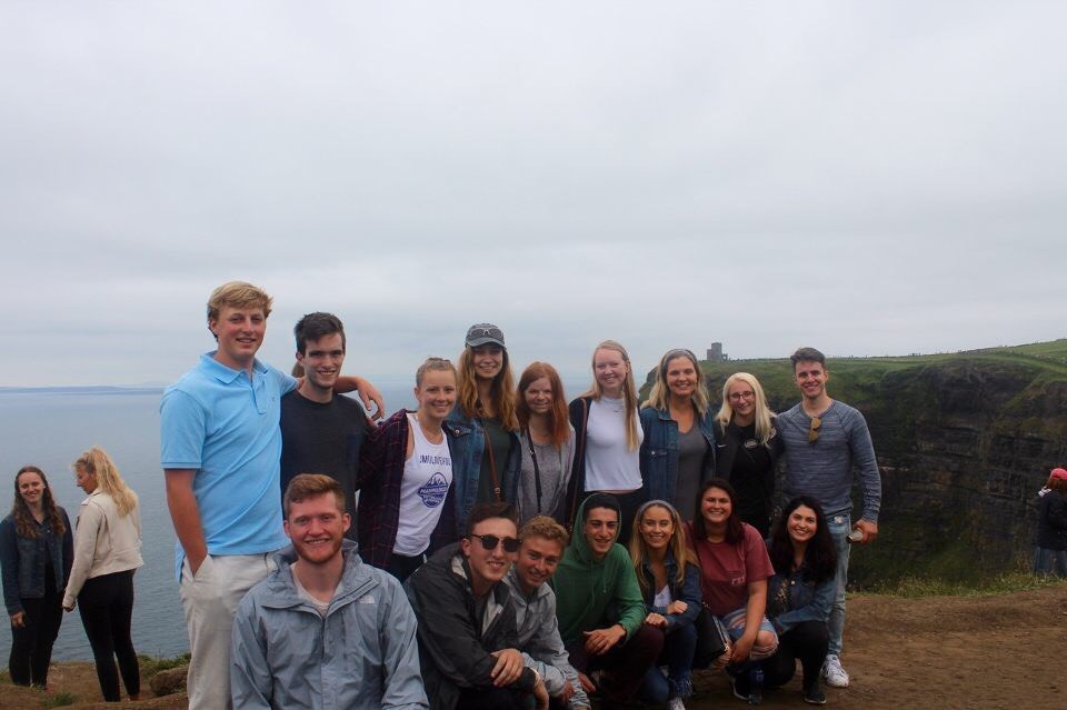 Petinga with fellow Internship in Ireland students during their first weekend in Galway, exploring the Cliffs of Moher