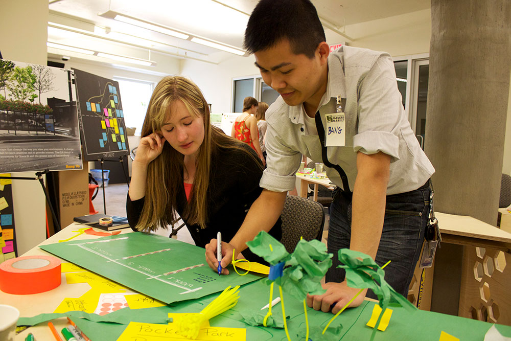 Man and woman at design workshop