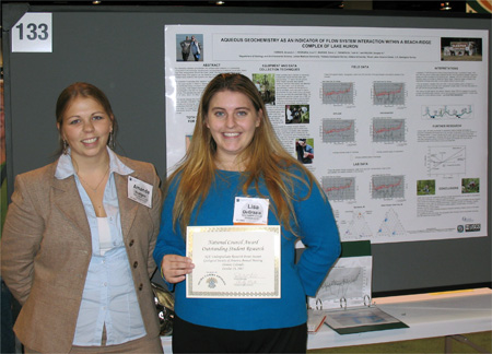 Amanda Hodges (left) and Lisa DeGrazia pose with their award. width=