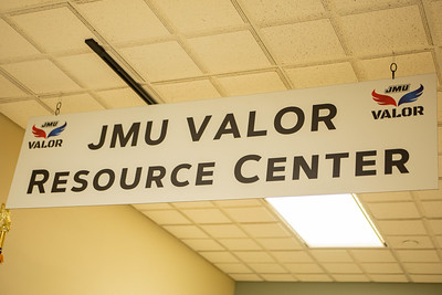 A white signs reads 'JMU VALOR Resource Center'
