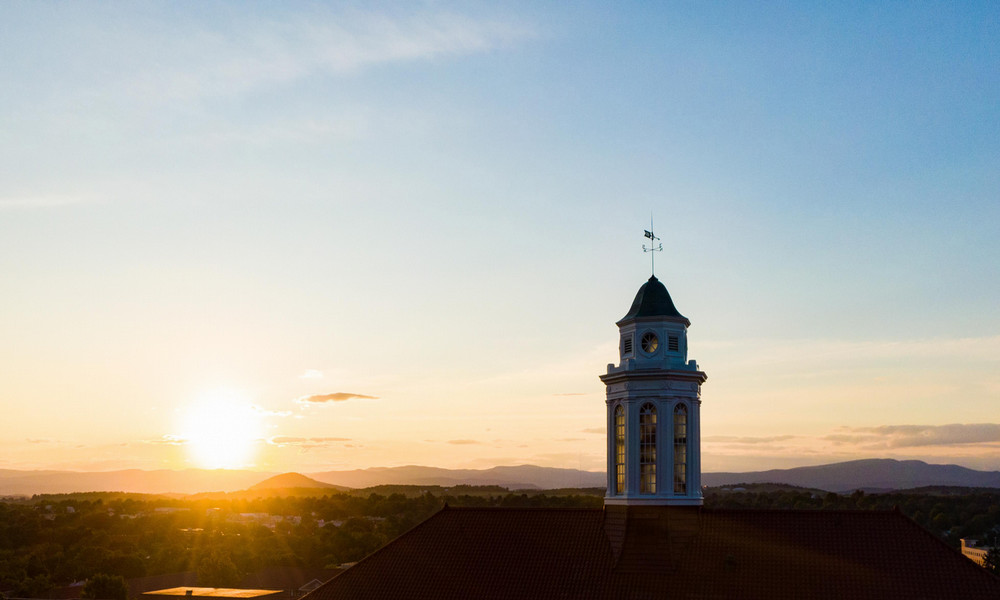 Aerial Wilson Hall Cupola at Sunset