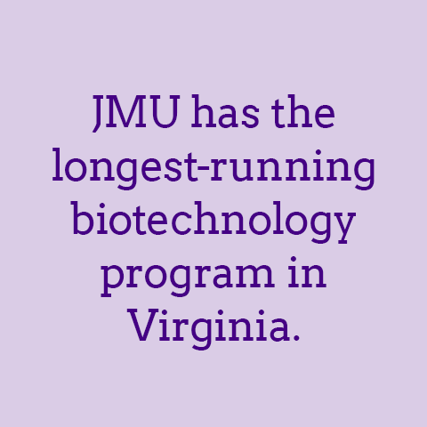 JMU has the longest-running biotechnology program in Virginia.