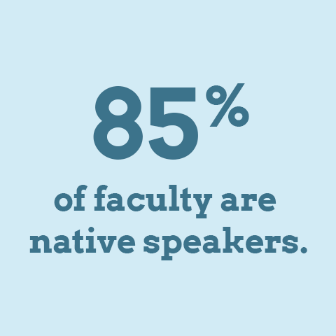 85 percent of faculty are native speakers.
