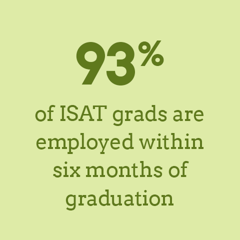 96% of ISAT grads are employed, continuing their education, or engaged in other career-related endeavors