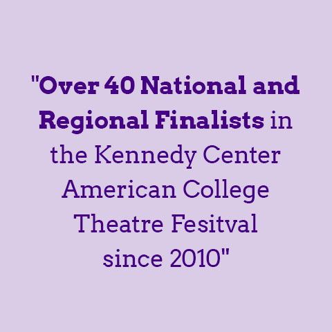 "Over 40 National and Regional Finalists in the Kennedy Center American College Theatre Fesitval since 2010"