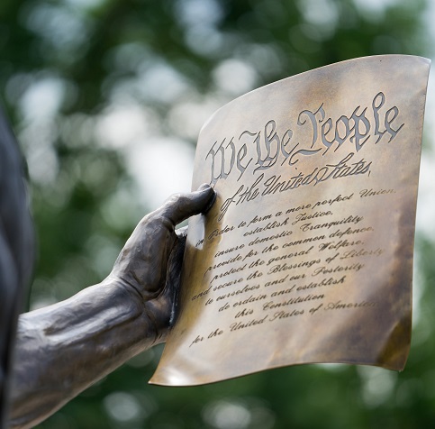 photo of Madison statue with the constitution