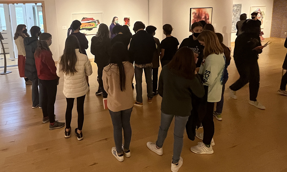 Local middle school students visit JMU's Duke Hall Gallery of Fine Art to see Exuberance: Dialogues in African American Paining