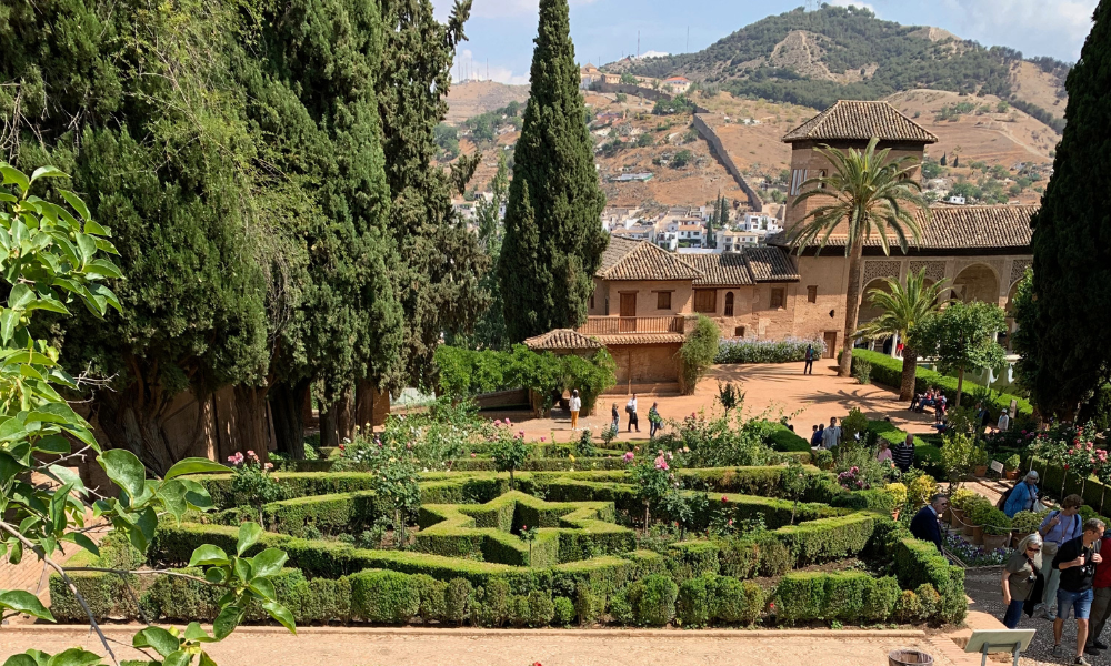 The gardens at Alhambra, a palace located in Granada, Andalusia, Spain.