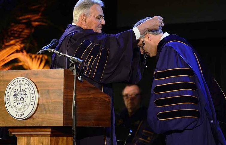 JMU President Alger inauguration receiving chain of office