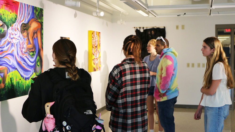 Student viewing exhibition