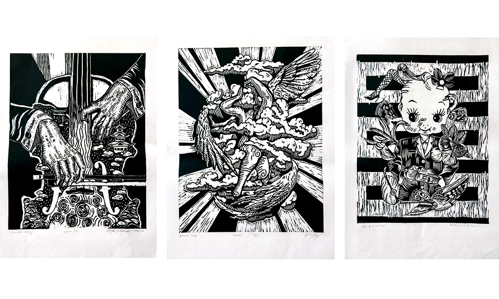 student printmaking work