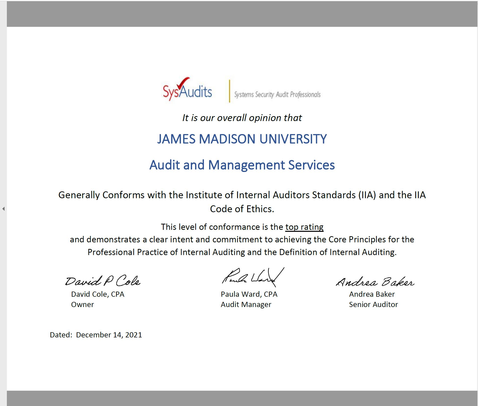2021 QAR certificate