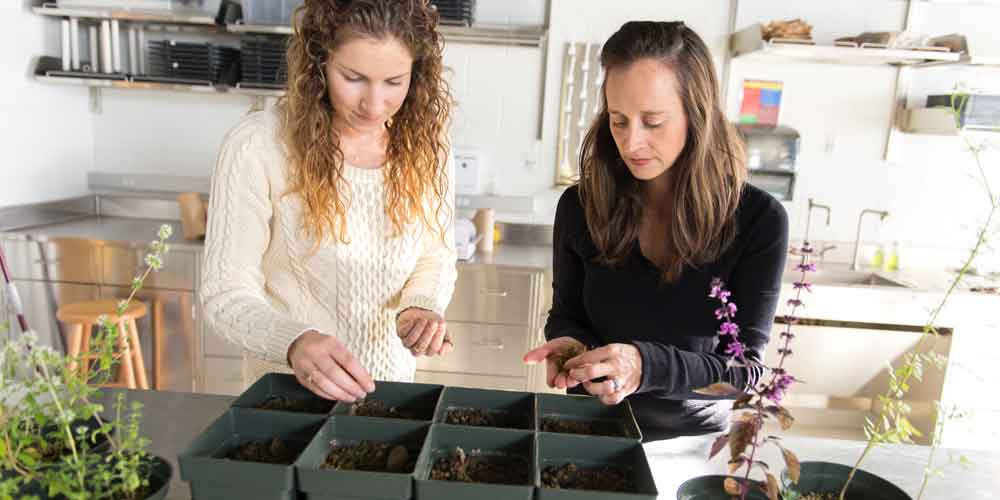 Emily Thyroff and Heather Griscom in a lab