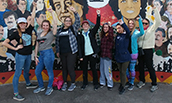 Group of students and faculty at US-Mexico border