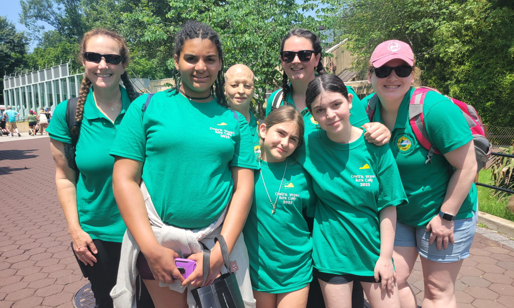 Photo of CVBC campers and counselors smiling and posing together.