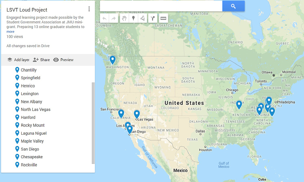 PHOTO: Map of LSVT trained SLPs