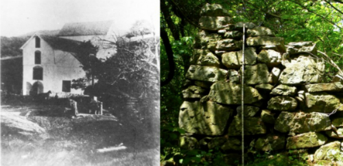 Left: North Wine Cellar ~1890. Right: Remains of North Wine Cellar Foundation, 2013