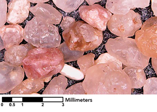 Image 3. An image from a microscope of a sample of the hard, compacted, crystalised ground where the second baseline TIR study took place. You can see how particles appear as a concretion.